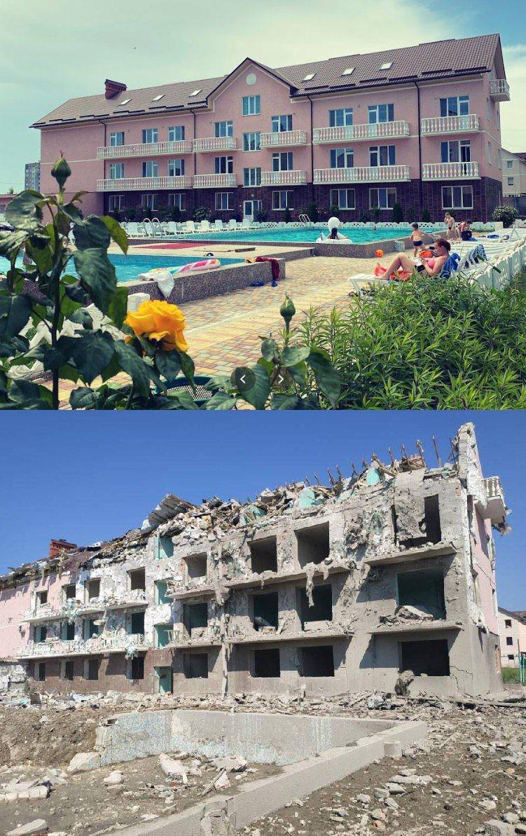 База отдыха в Сергеевке до и после российского удара