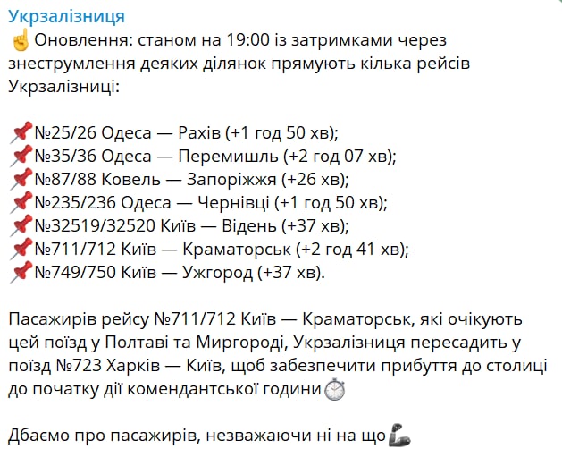 Задержки поездов "Укрзализныци"