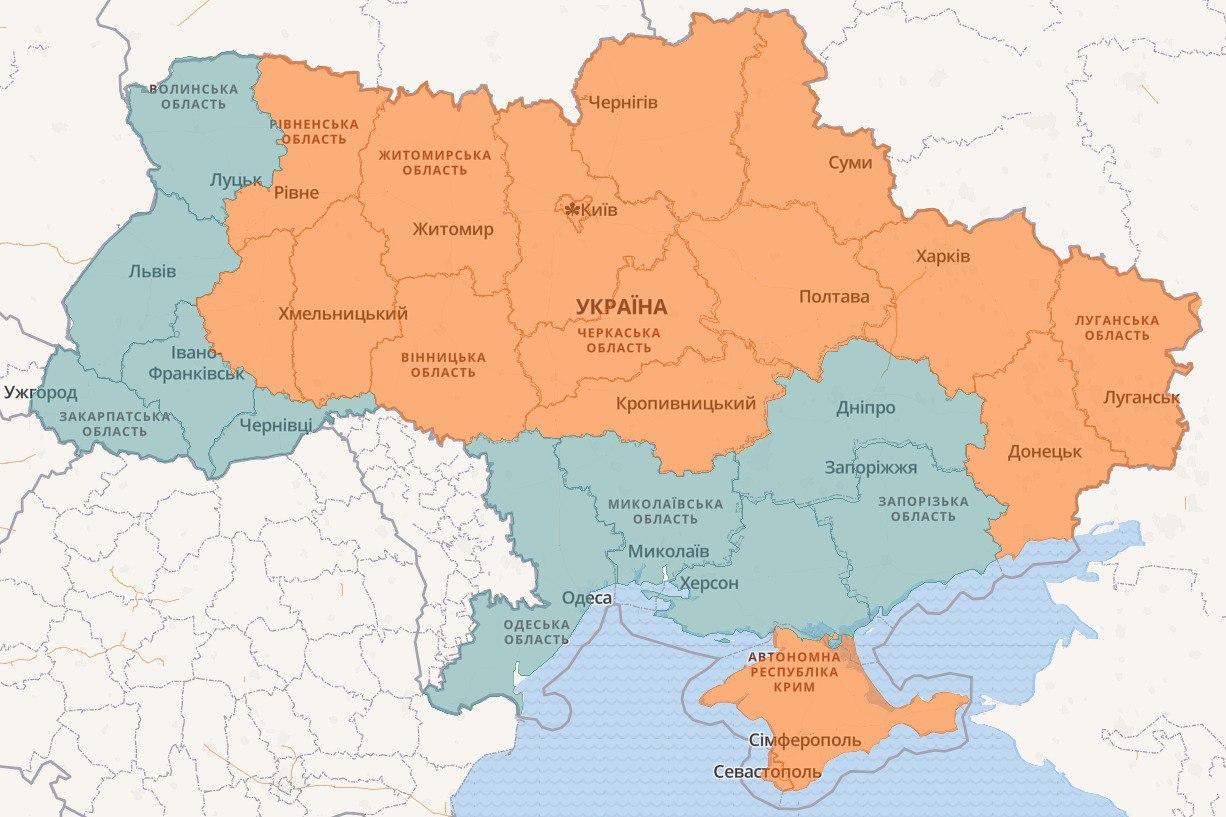 Мапа повітряних тривог в Україні