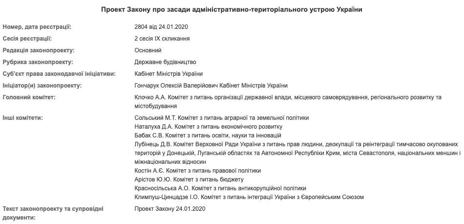 проект закона об административно-территориальном устройстве