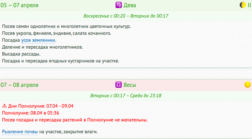 календарь огородника и садовода апрель 2020