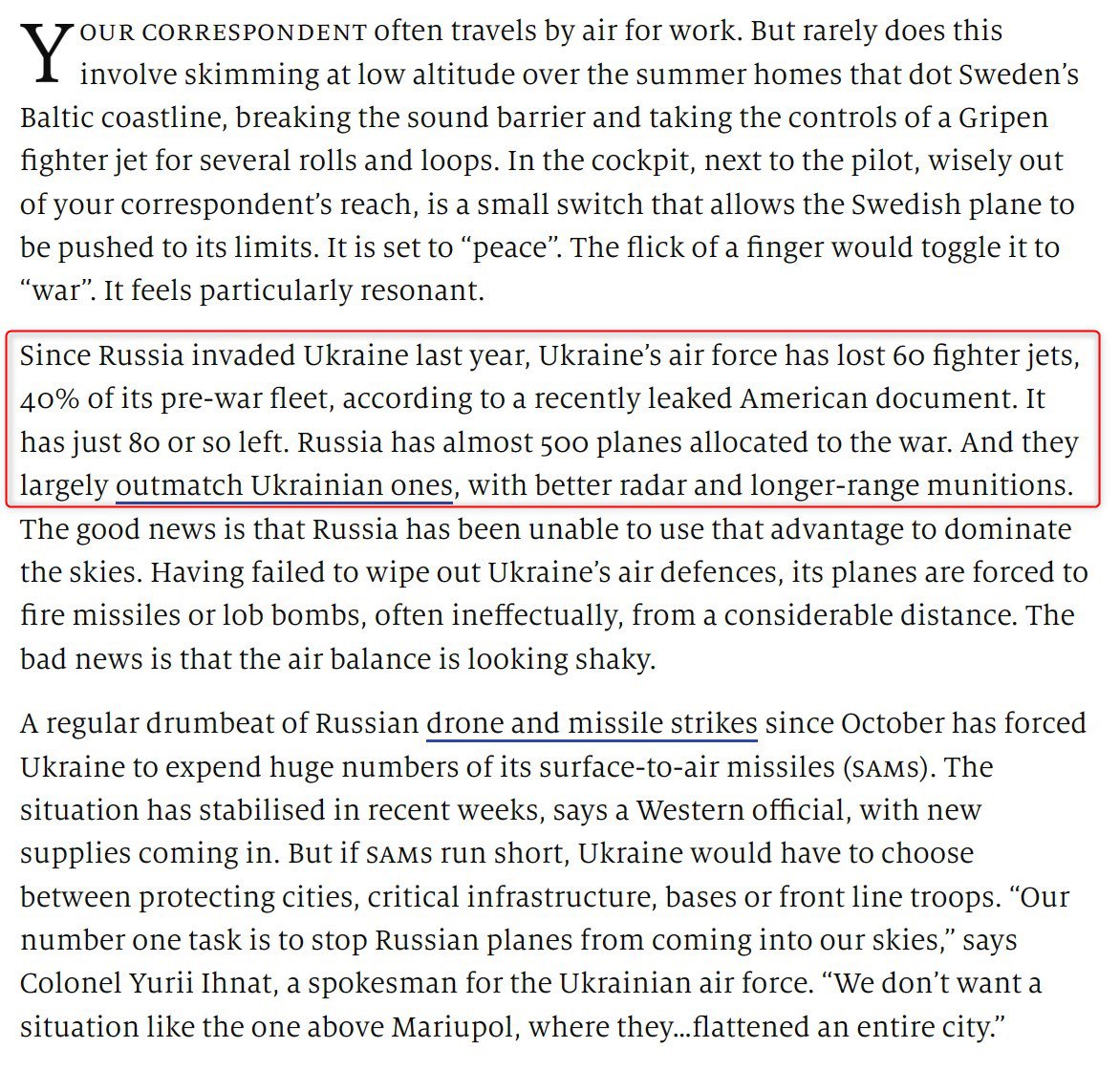 С начала войны Украина потеряла 60 самолетов