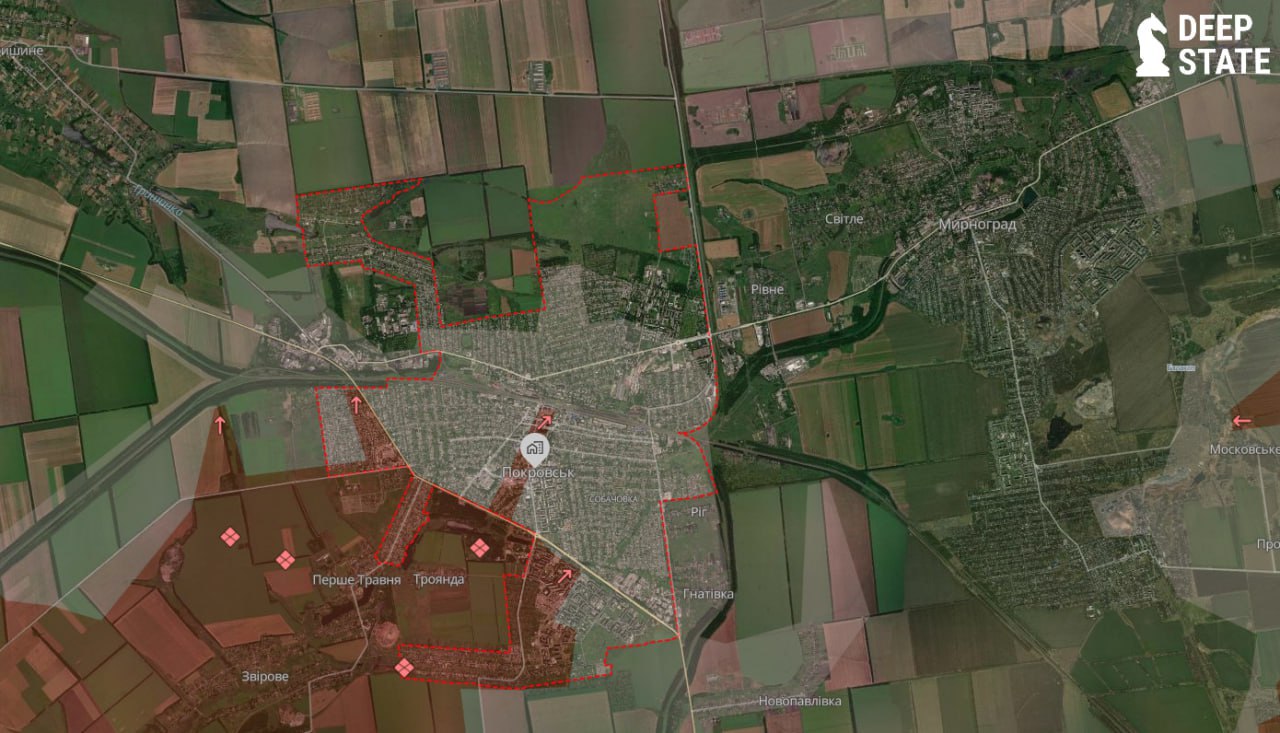 Покровск - карта боевых действий. Источник - Deep State