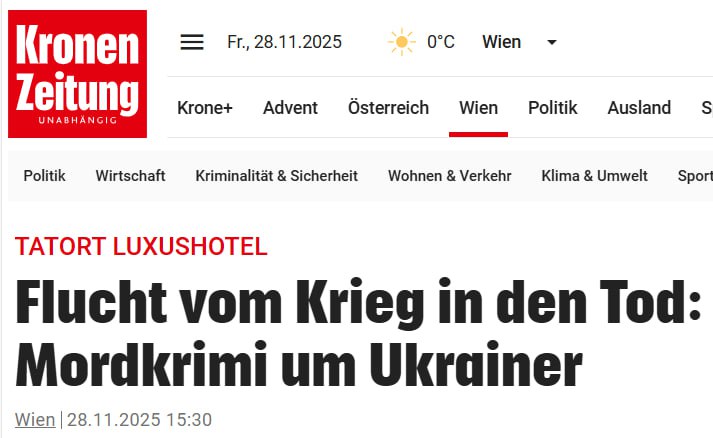 Знімок заголовка на krone.at - біженця з України побили та спалили живим в Австрії