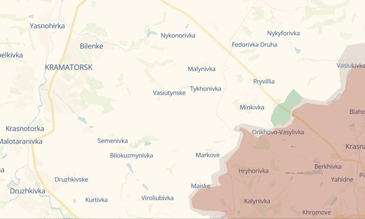 Краматорськ. Карта бойових дій. Джерело - Телеграм