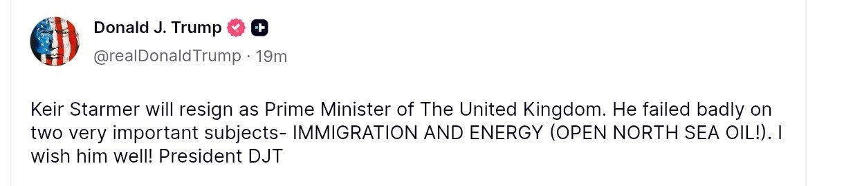 Трамп анонсував звільнення Кіра Стармера з посади прем'єра.