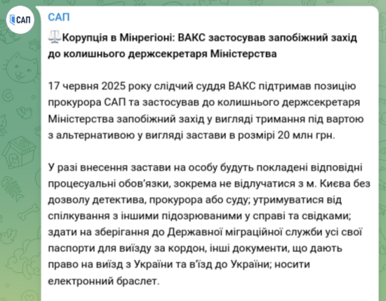 Знімок повідомлення у Телеграм