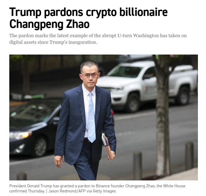 Трамп помилував криптовалютника Чанпена Чжао, звинуваченого при Байдені.