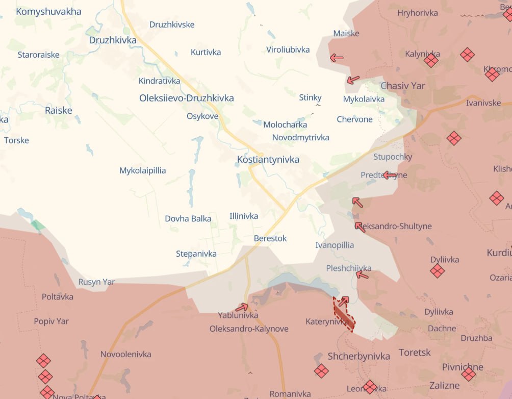 Костянтинівка. Карта бойових дій. Джерело - Deep State